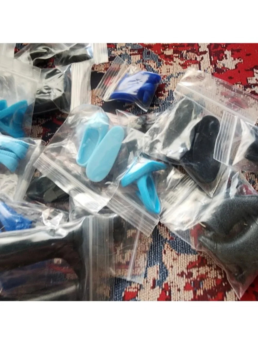 40 Pairs Barbie Doll Shoes Huge Lot - Mixed Blue & Black Fashion Heels Flats